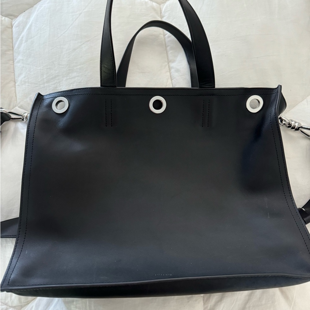 All saints black leather tote